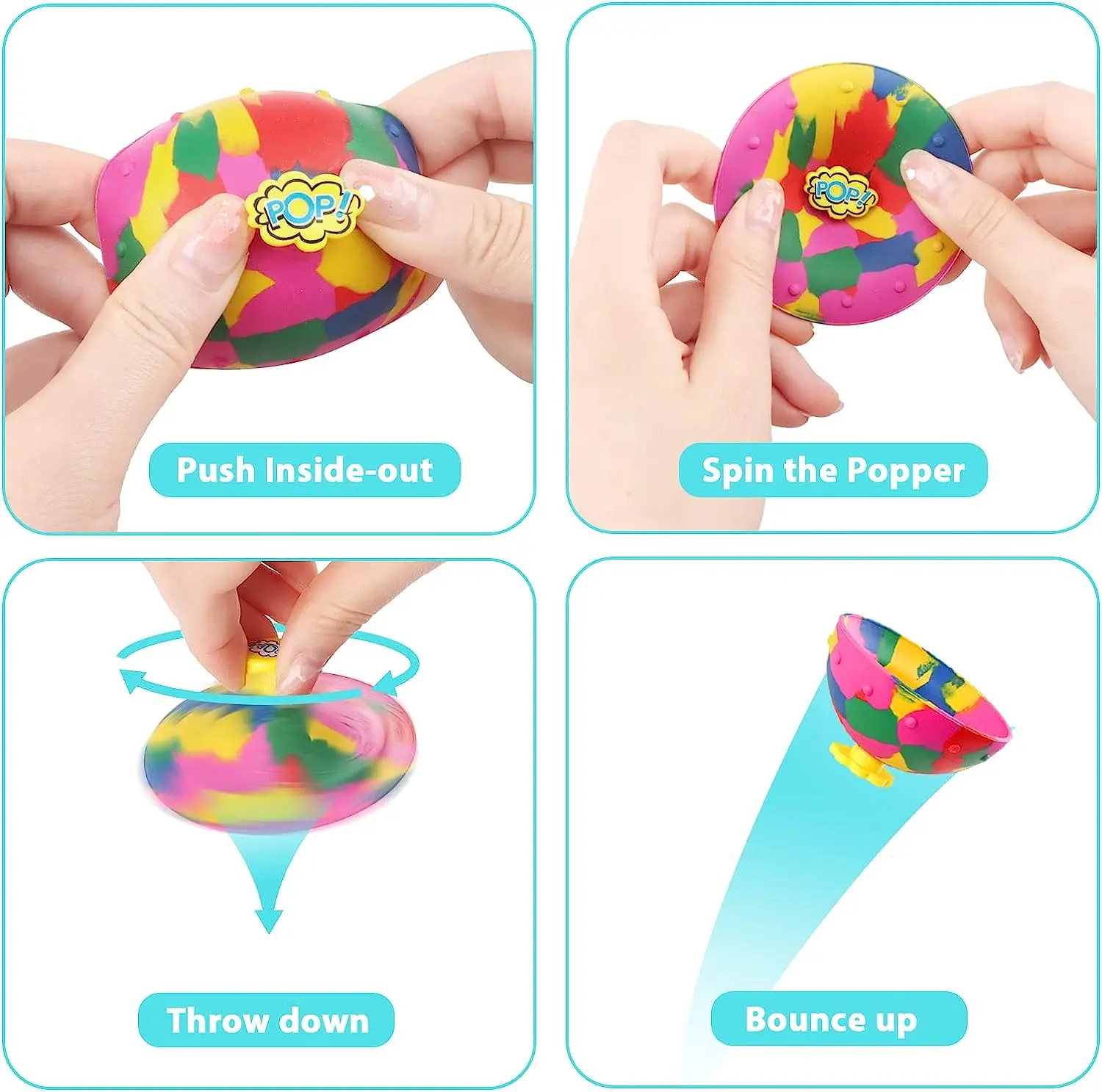 Creative Camouflage Bouncing Bowls Jumping Bounce Fidget Toys Hip Hop Jumping Bounce Fidget Toy