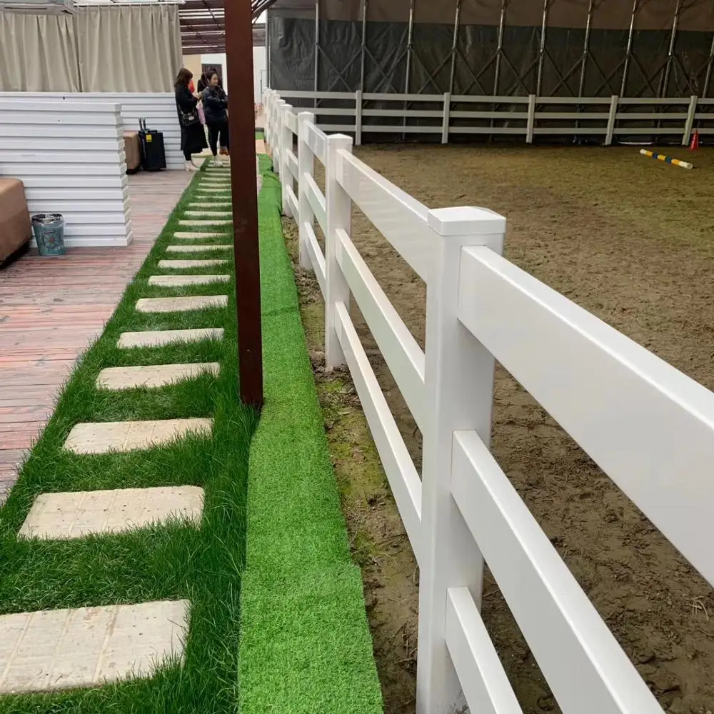 Fentech Professional White Vinyl PVC Plastic 3 Rail Horse Fence, Horse Rail Fence