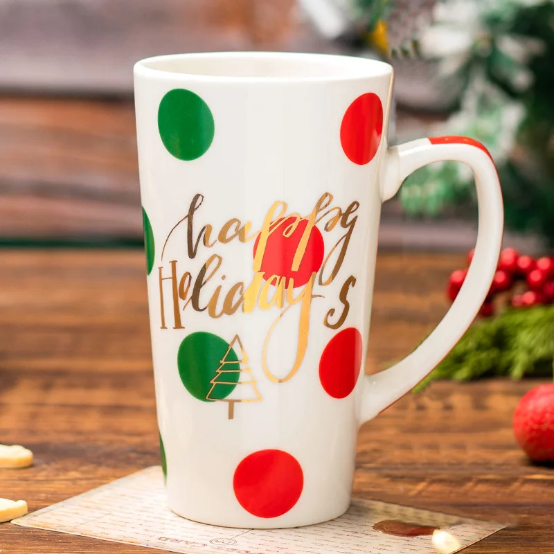 Custom Printed Porcelain Couple Mug Gift Set Sublimation Water Cup Christmas Series Ceramic Coffee Mug