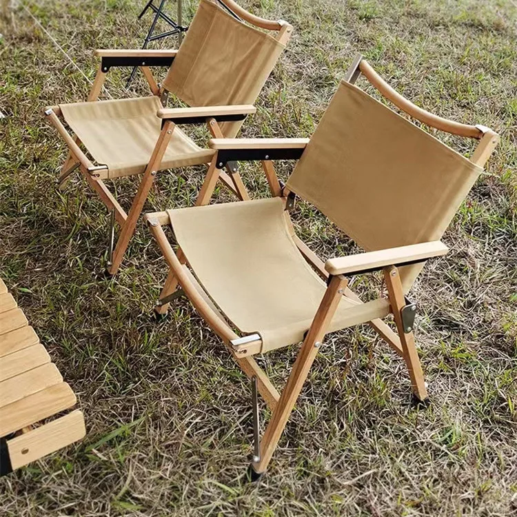 Fashion Outdoor Furniture Oxford Lightweight Portable Teak Wood Frame Folding Fishing Beach Camping Chair