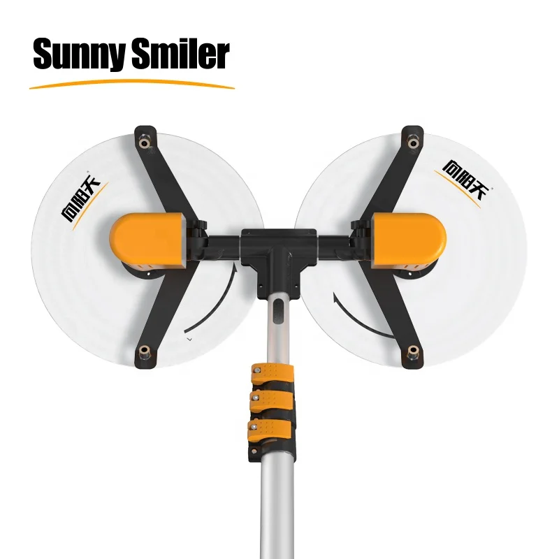 Sunnysmiler Double Head Automatic Solar Panel Cleaning Brush and Pole Kit Solar Panel Cleaning Rotating Brush Pv Cleaning 24v