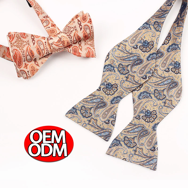 Chinese Manufacturer Hot Selling Bow Tie Good Quality Fashion Two Colors Paisley Design 100% Pure Silk Self Tie Bow Tie