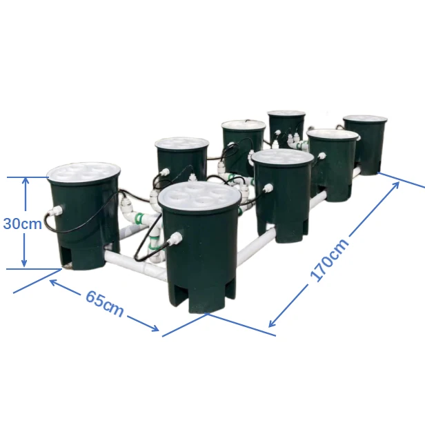 DWC 8 Buckets Recirculating Hydroponic System air Pump and Cycle Pump Hydroponic Container