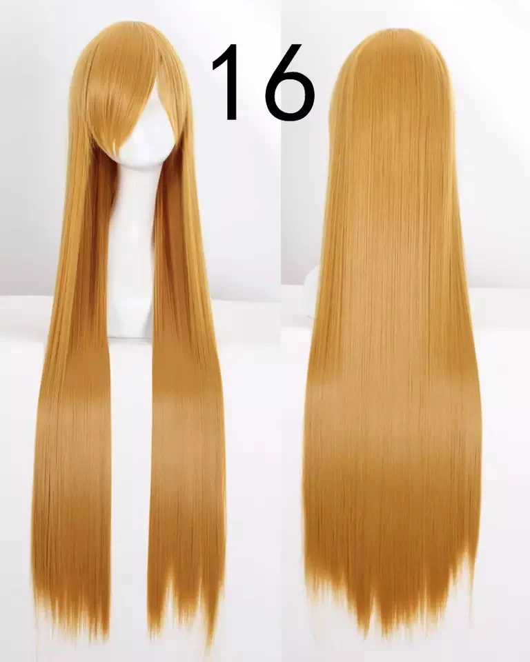 100cm Beautiful Soft Long Straight Anime Pink and Blue Color Synthetic Wigs for Party