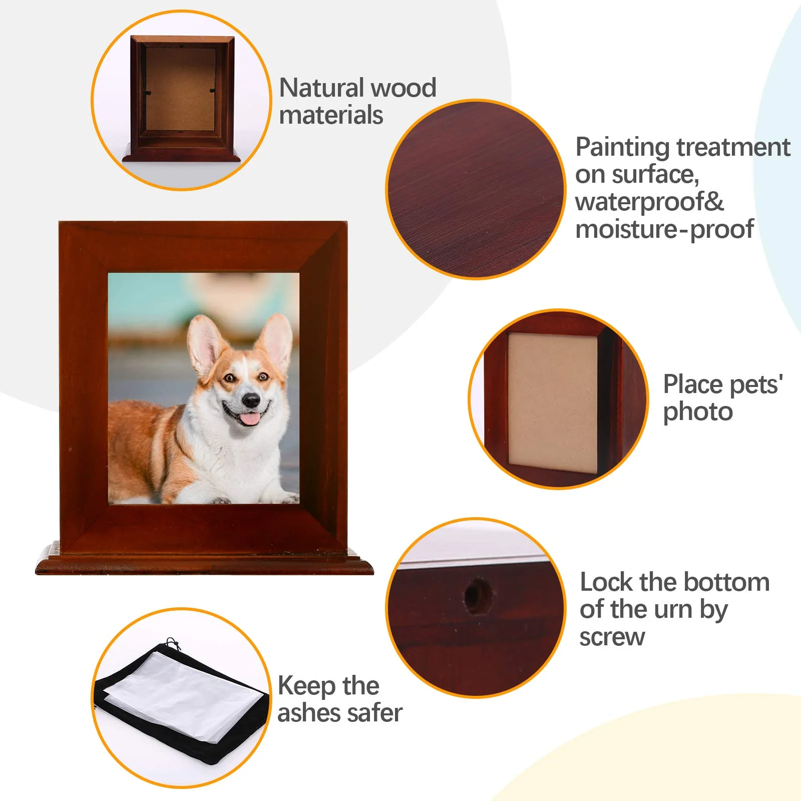 
Amazon Hot Sale Memorial Accessories For Pets Dog Sleeping Memorial Urn Wooden Pet Urn 