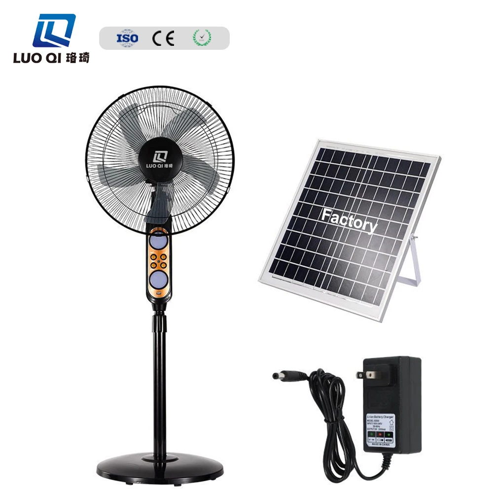 Factory Direct Supply 16inch 25w 18000mah Remote Control Solar Panel Electric Swing Head Stand Fan