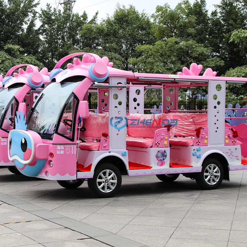 Pink Cartoon Tourist Sightseeing Bus Fully Enclosed Style Drive Brand New China Luxury Tourist Electric Mini Sightseeing Bus