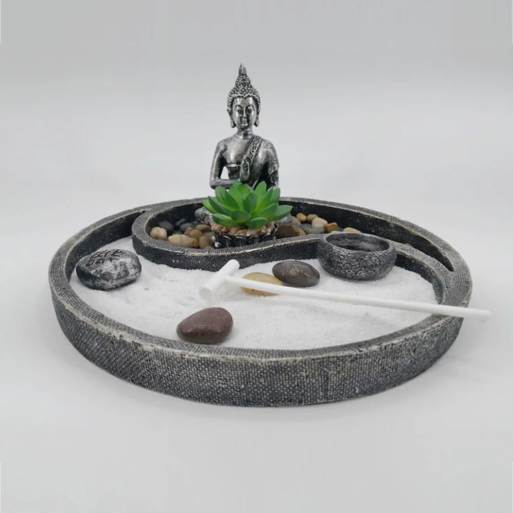 Cement Material Yinyang Feng Shui Sand Zen Garden for  Indoor Decoration