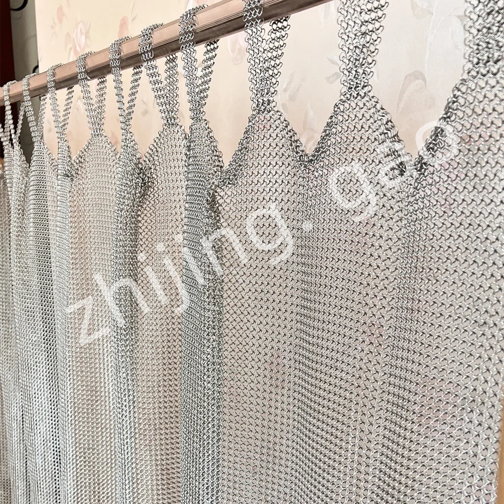 Aluminum Curtain Track Stainless Steel Chain mail Ring Mesh cubicle curtain mesh