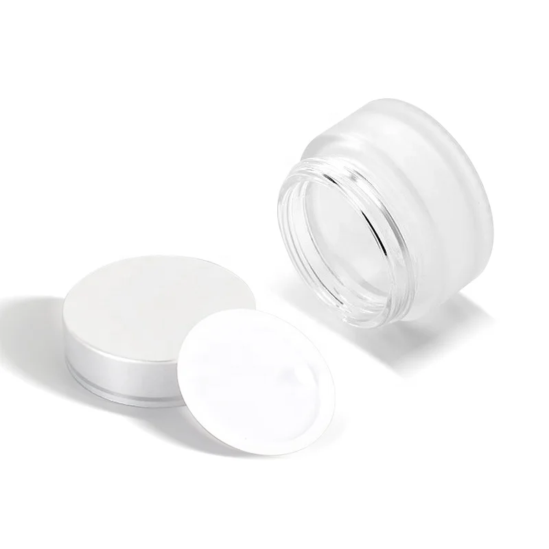 In stock Small Order Acceptable Empty Round Cylinder 5g 10g 20g 30g 50g frost cosmetic cream glass jar with silver screw lid