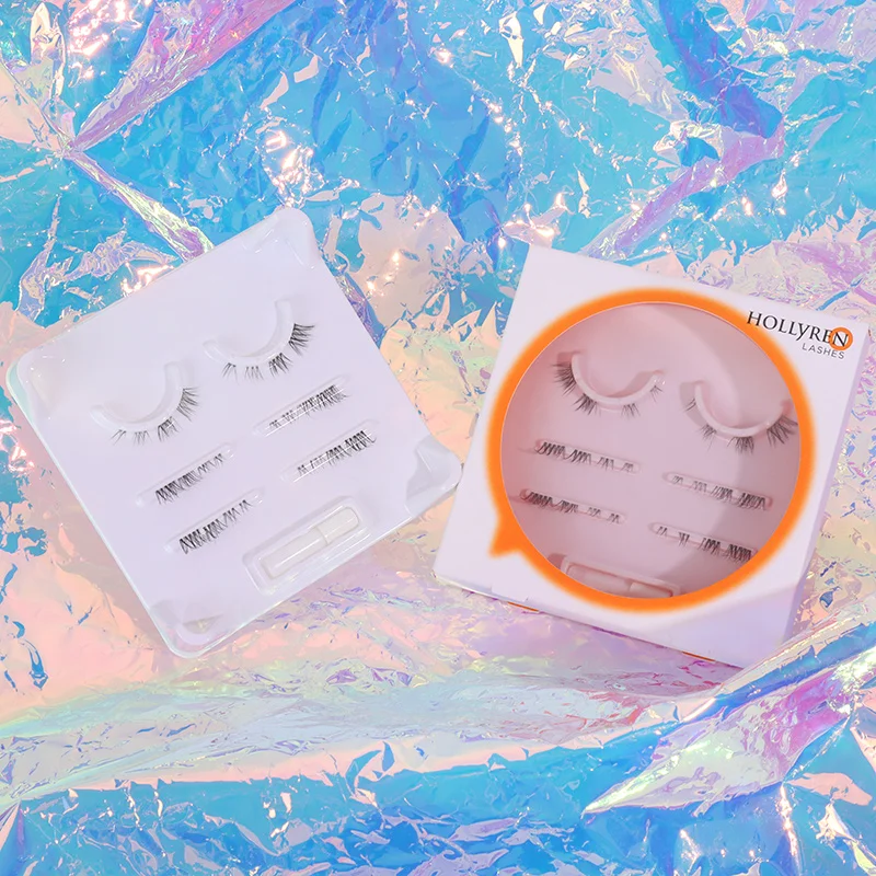 DIY Faux Mink Individual 3D Segmentes Lashes Wholesale Extra Fine Band Eyelashes Pre-cut Thin and Clear Band cluster lash kit