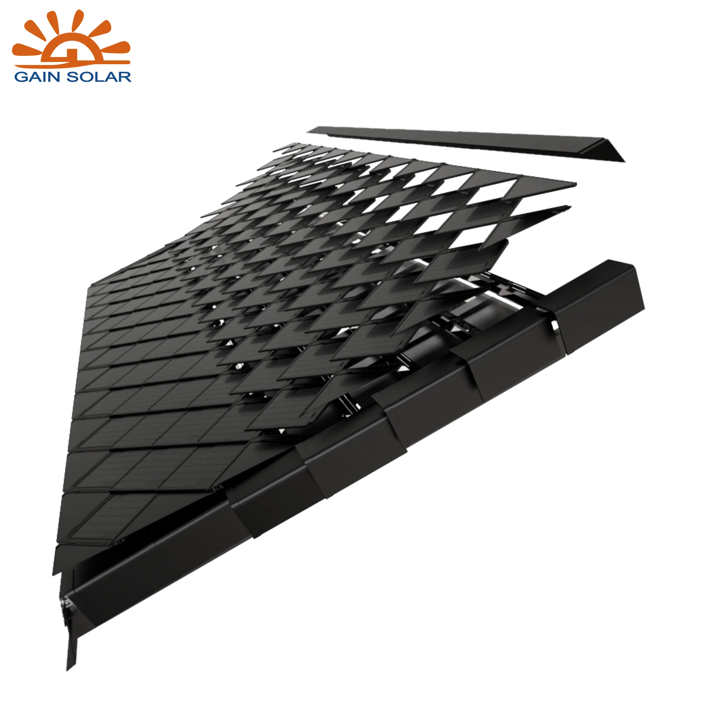935mm*944mm Dragon Roof Ridge Tiles Black Solar PV Tiles Panels Tesja Solar Roof Tile Electricity Generation Roof System
