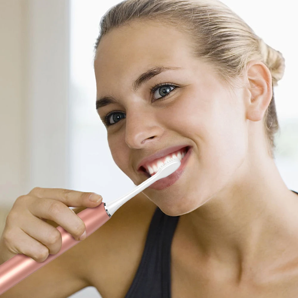 Самая дешевая электрическая зубная щетка звуковая Сменная головка электронная 2021 электрическая зубная щетка с УФ-корпусом IPX7 водонепроницаемая цена