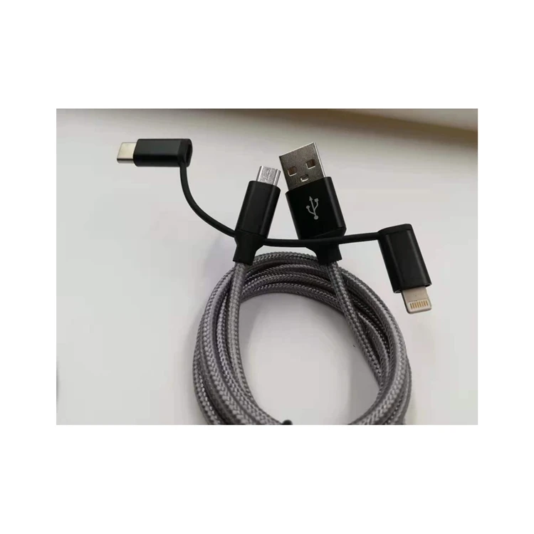 
Long Life 3-in-1 Fast Usb Customizable colors Tinned Copper Type C Lightning Charging Cable 