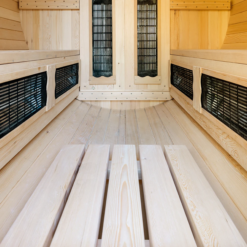 4-6 People Cedar Pine Hemlock Barrel Sauna Infared Sauna With Multi Layer Heat Technology