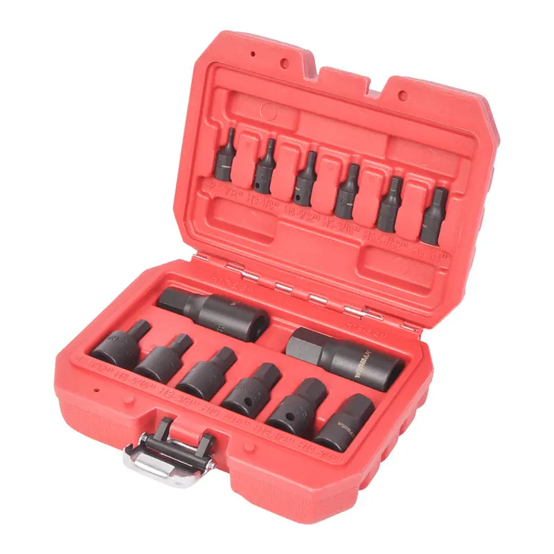 Winmax 14pcs auto car repair tools impact professional black chrome molybdenum steel bit socket set