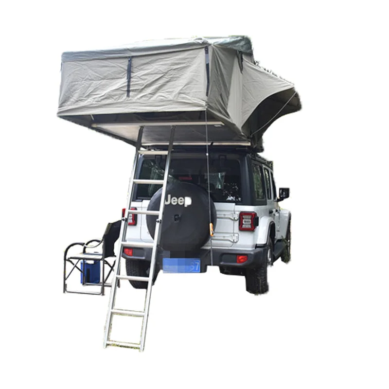 Waterproof Single-Layer 4x4 Truck Camping Car Roof Top Tent Soft PVC Oxford Cotton Canvas with Aluminum Pole Steel Frame