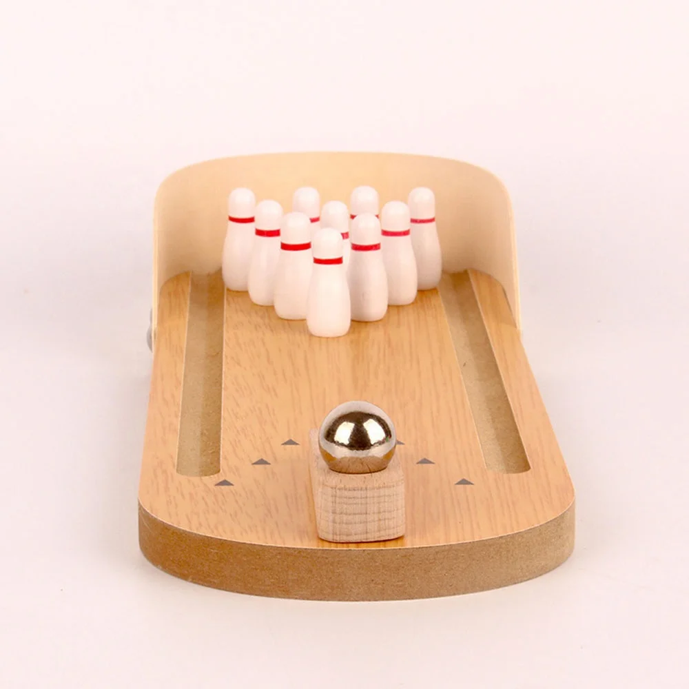 Parrot Bird Wooden Mini Desktop Bowling Toy Parakeet Intelligence Training Game for Finch Budgie Cockatiels Conures Love Birds