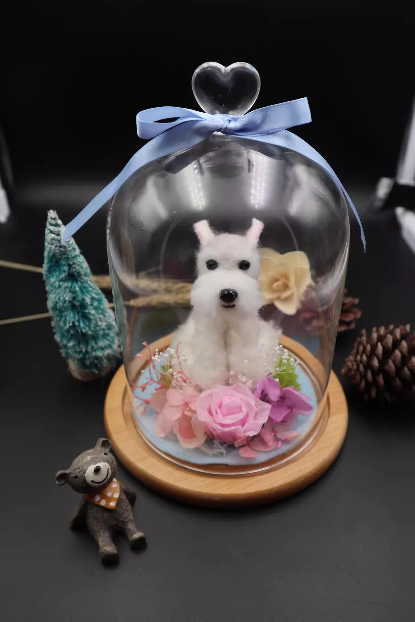 Pet Custom Needle Felted 3D Sculpture Wool leather Dog Cat Portrait Personalized Pet Figure Ornaments for Dog Lovers/Pet Loss