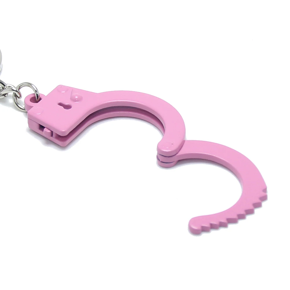 Pink Handcuff Keyring EDC Reduce Stress Decompression Anti Stress Finger Toys Adult Key Holder Metal Mini Handcuffs Keychain