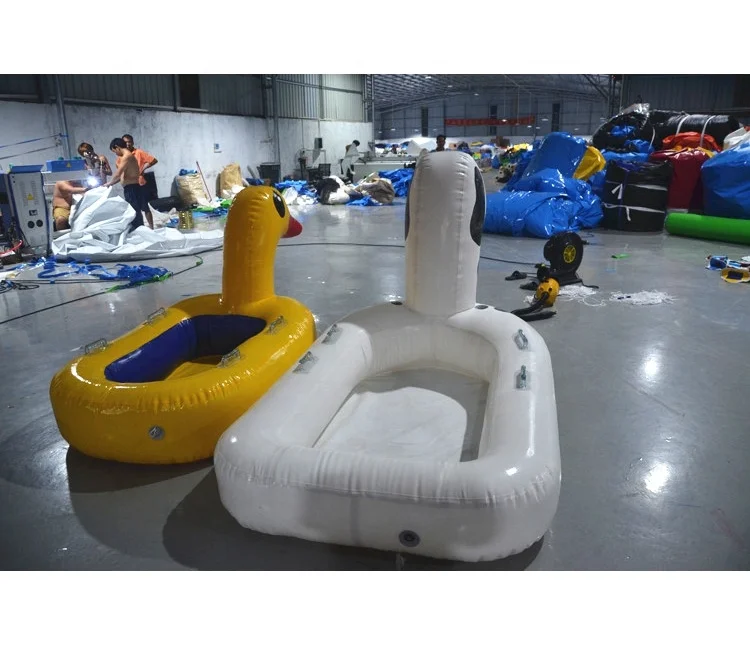 Cute Yellow Duck Kids Play Swim Pool Float Toy White Inflatable Pool Floating Island
