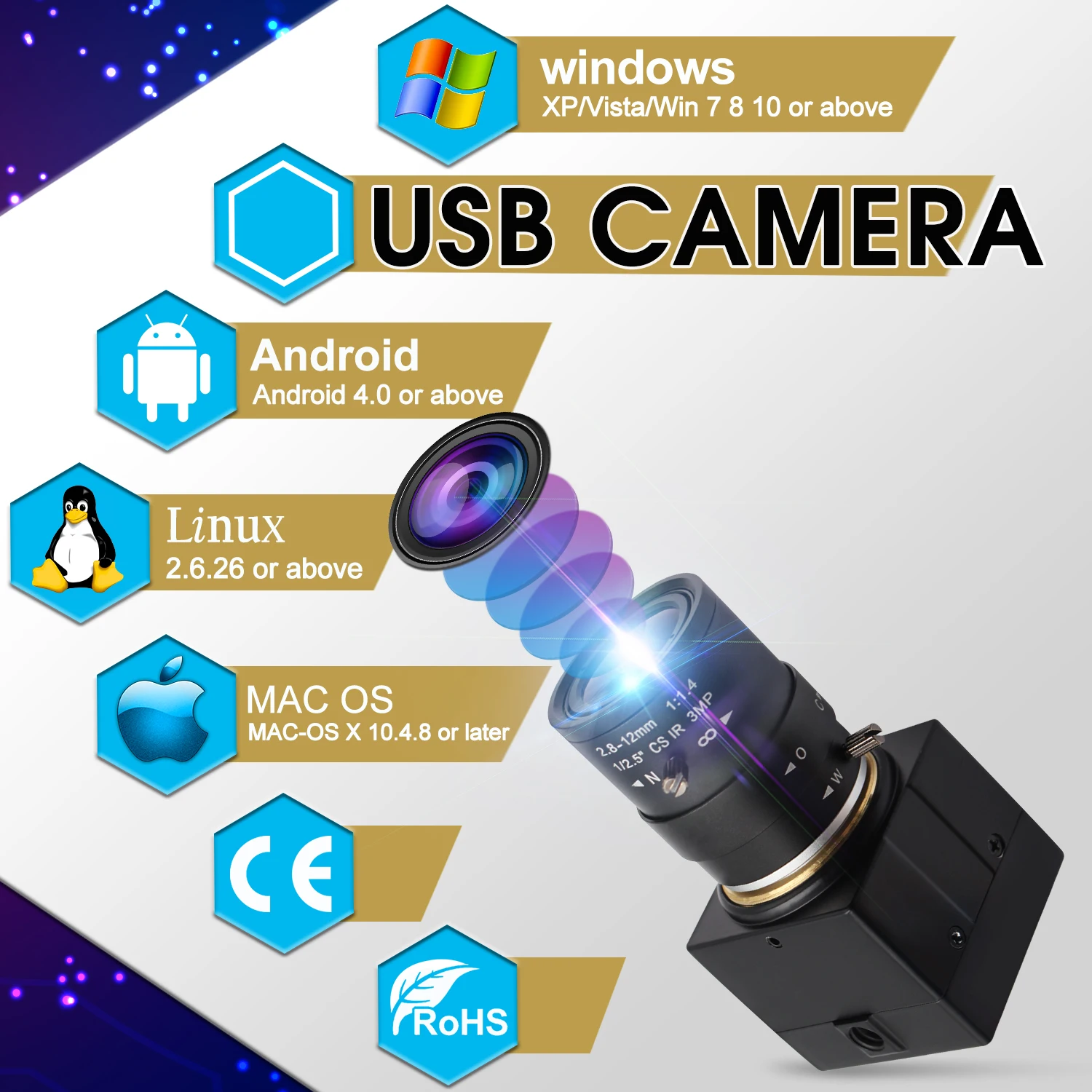 USB-веб-камера ELP Full Hd 1080P варифокальная CMOS OV2710 30fps 60fps 100fps промышленная Usb-видеокамера UVC для ПК компьютера