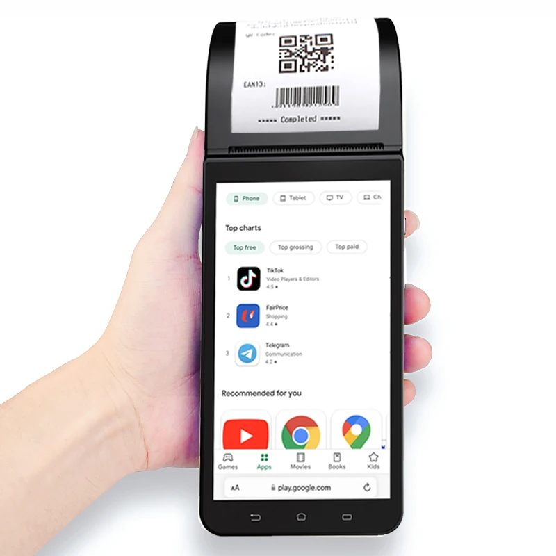 Android 8 1 Pos машина ZJ-6200 все в одном портативная система сенсорный экран кассовый аппарат точка продажи терминал