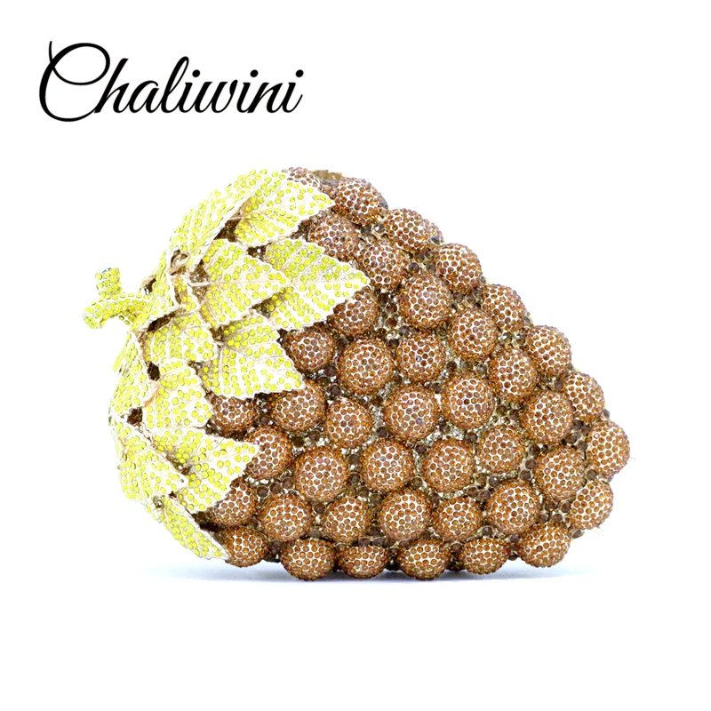 New Style Purple Grape Luxury Crystal Bags Women Banquet Purse Ladies Evening Bags Diamond Clutch Bags Wristlets Handbags