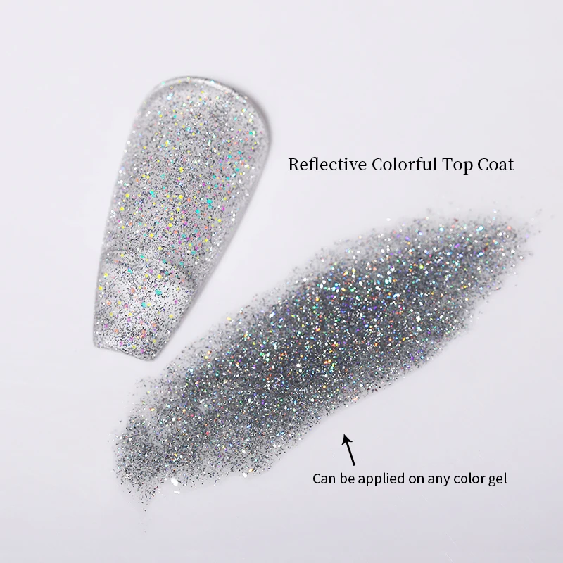 LILYCUTE Laser Reflective Glitter Top Coat Nail Gel Polish Resin Disco Sparkling Semi Permanent UV for Manicure Art