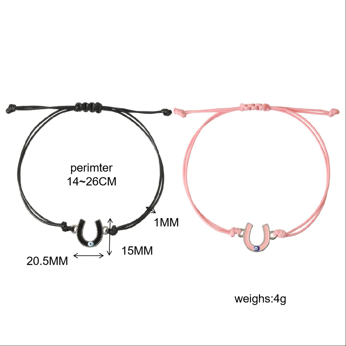 pulsera de pareja Geometric Blue Eye Rubber Band Couple Bracelet for Men Women Horseshoe Charm BFF Bracelets for Best Friend