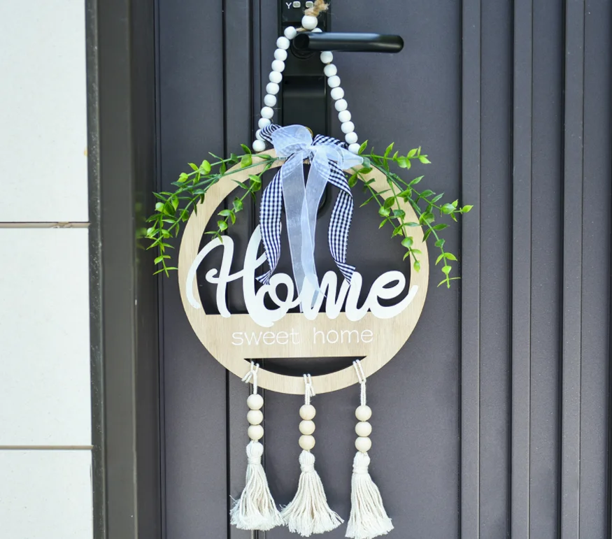 Pendant welcome doorplate flower wreath wall decoration living room wall hanger