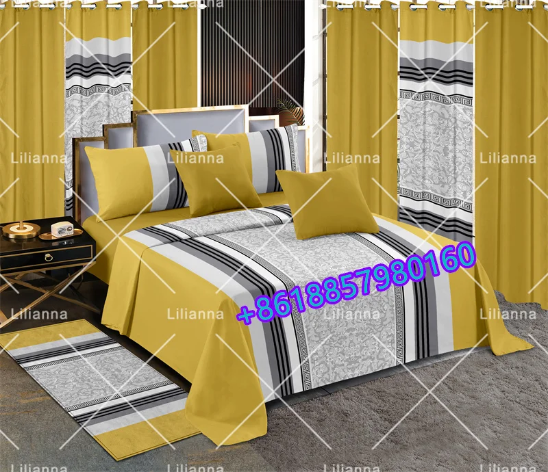 hot selling  Bedding Sets 13 Pieces King Queen  Bed sheet with curtains Flat sheet 100% Polyester All sizes available