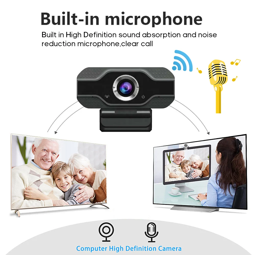 
Webcam 1080P With Microphone for PC Laptop Desktop Android TV USB Web Camera Webcam Camera Home Video Recording Mini Webcams 