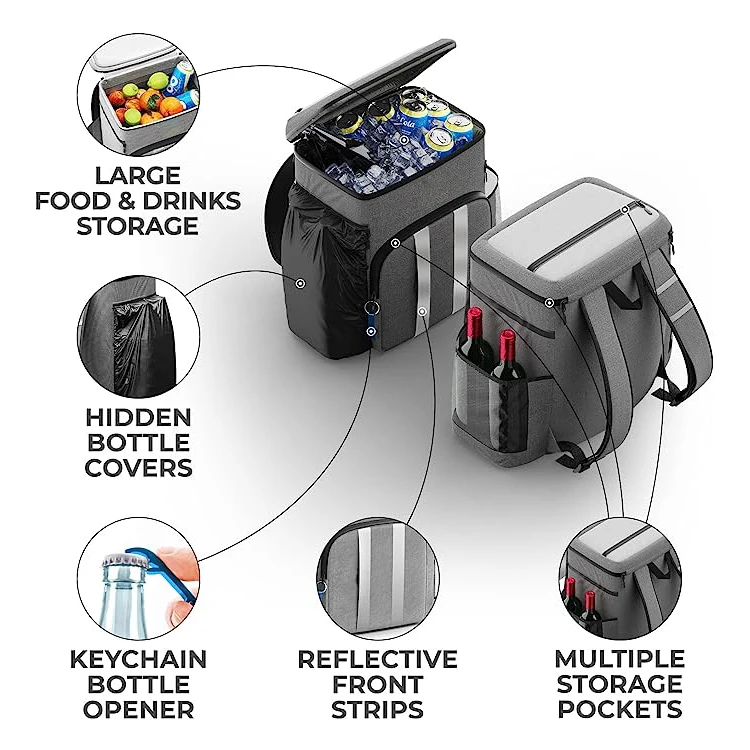 Factory Direct Supply Cooler Backpack Aluminum Foil Leak Proof Cooler Bag Cooler Backpack With Insulated Meal