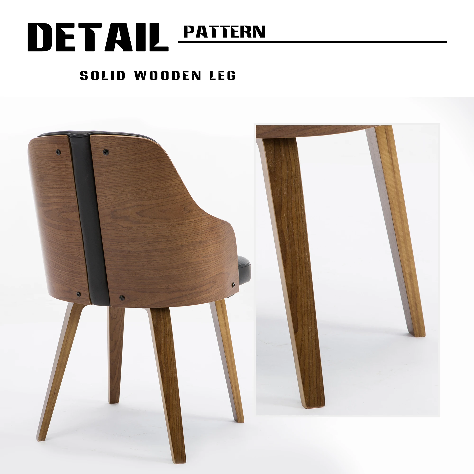 High Quality PU Leather Upholstery Industrial Vintage Wood Dining Chair