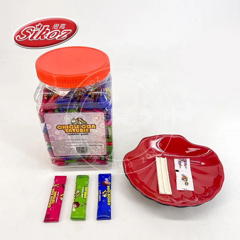 5g mixed fruit flavors bubble gum candy with tattoo sticker