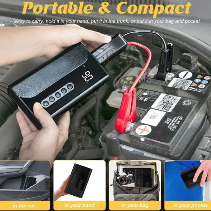 4 in 1 10400mAh portable car jump starter with air compressor Auto Repair Tools