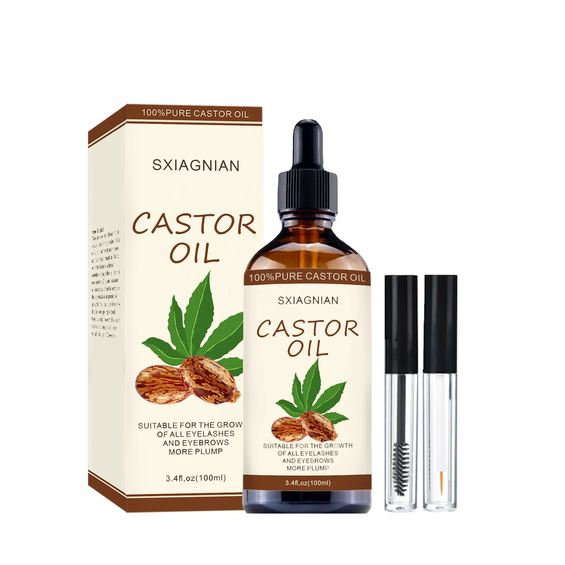 Private Label Eyelash Growth Eyebrow Enhancer Serum Lash Black Jamaican Castor Oil Lash Organic100ml