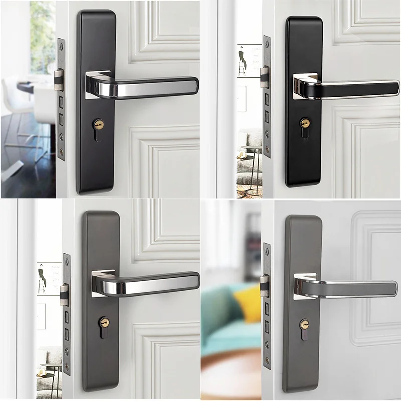 modern door handle 2.0 mm stainless steel black door handles with locks