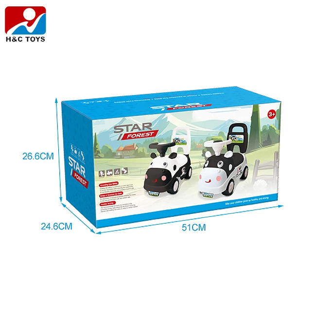 High quality sliding cartoon cow children car bb sound horn steering wheel kids ride on car