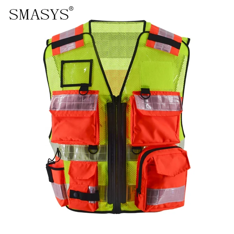 ANSI107  Multi Pocket Paramedic  Reflector Clothing  Hi-Viz Safety Vest