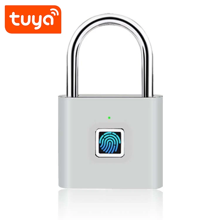 waterproof tuya app control smart lock biometric fingerprint padlock smart home with USB charging Black