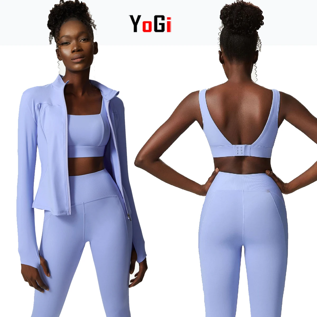 2022 New Fashion Winter 3 Piece Plus Size Ribbed Stitching Active Wear Gym Sport Bra Leggings Black Fitness Yoga Set With Jacket