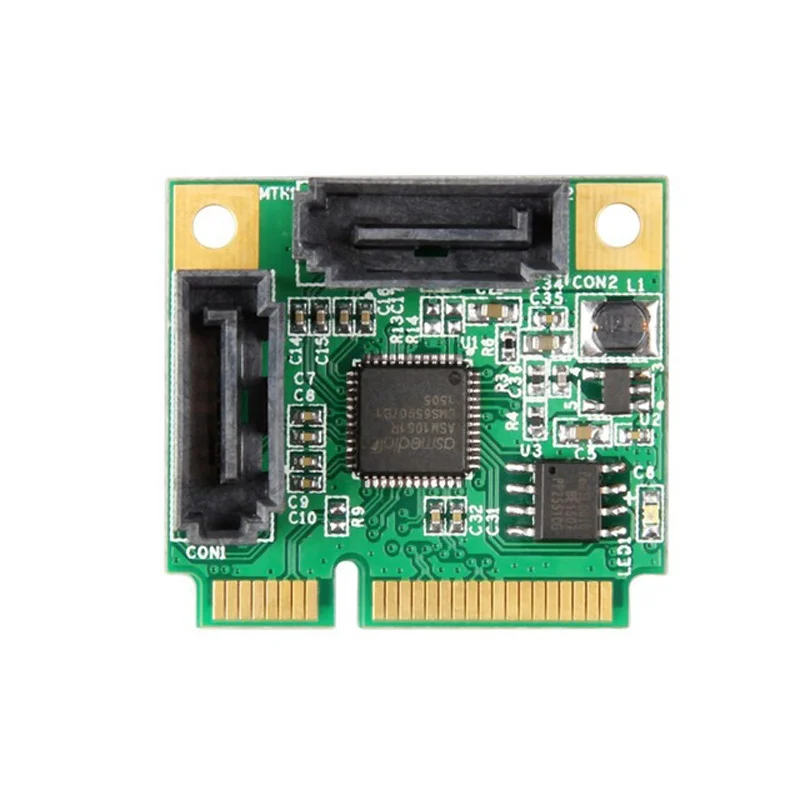 RAID 2-Ports SATA 3.0 mini PCIe Controller Card mini PCI-e to Dual SATA III 6Gb converter + RAID0 RAID1 JOBD bracket