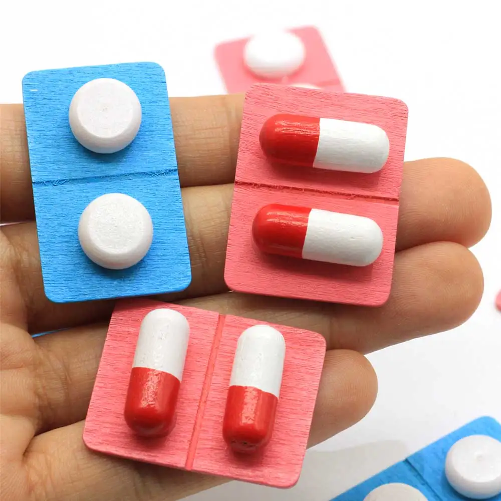 
New Arrival Creative Building Wooden Capsule Lovely Pills Medicine Beads Crafts For Dangle Earrings Necklace Jewelry Making DIY 
