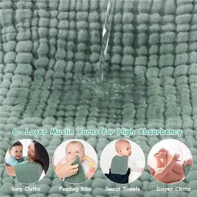 6 Layers Muslin Burp Cloth Cotton Burp Cloths for Baby Customize Skin Friendly Baby Burp Cloth