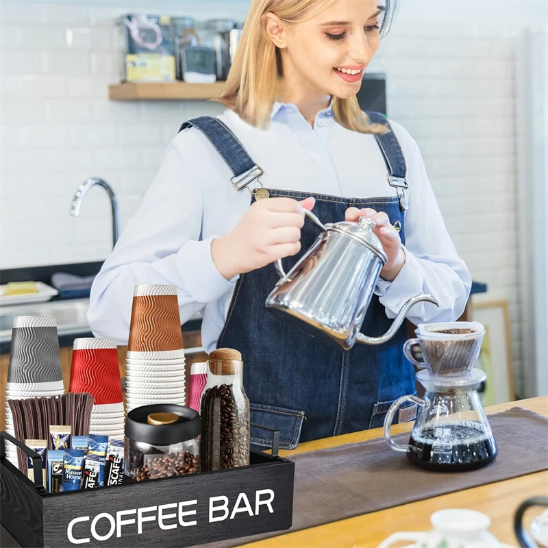 Coffee Station Organizer for Countertop Coffee Bar Accessories Organizer Farmhouse Coffee Caddy for Storage