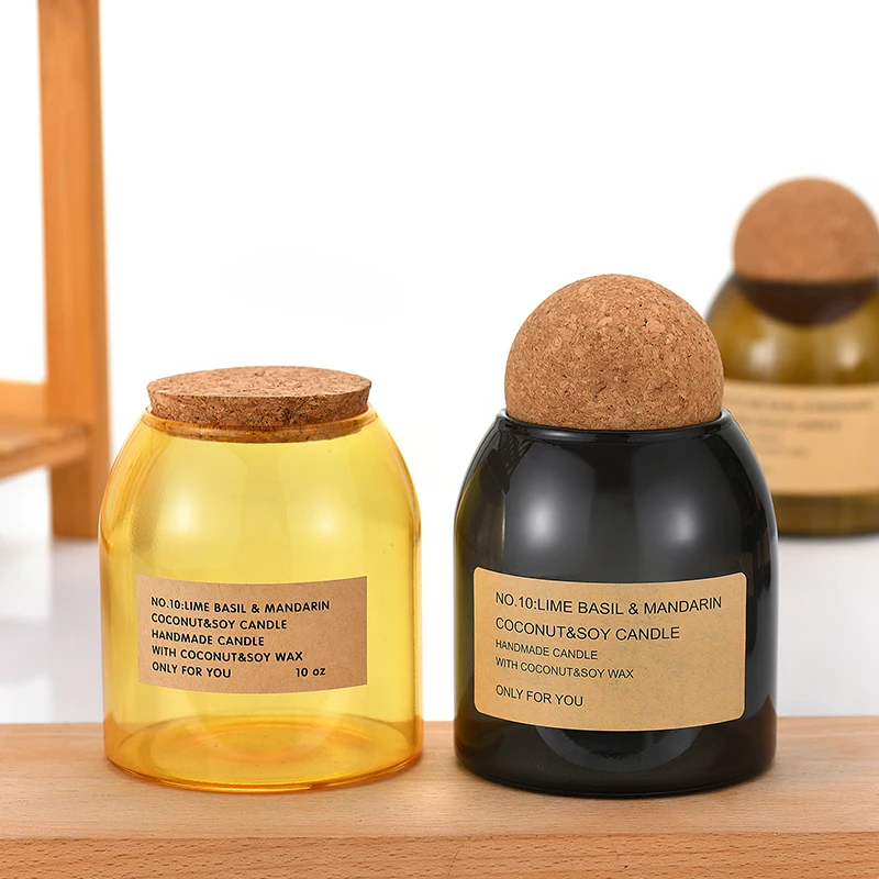 Luxury Heat-resistant 13oz 15oz High Borosilicate Material Empty Glass Candle Jars with Cork Lid