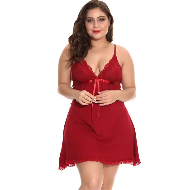 Joyhub Fat Women Big Size Sleeveless Nightgown Hot Nightwear Sexy Lingerie