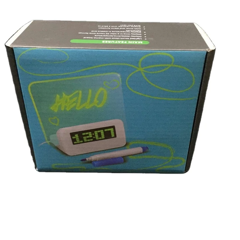 new designed luminous Reminder led fluorescent Scribble Writing message memo board digital alarm clock with 4 usb port